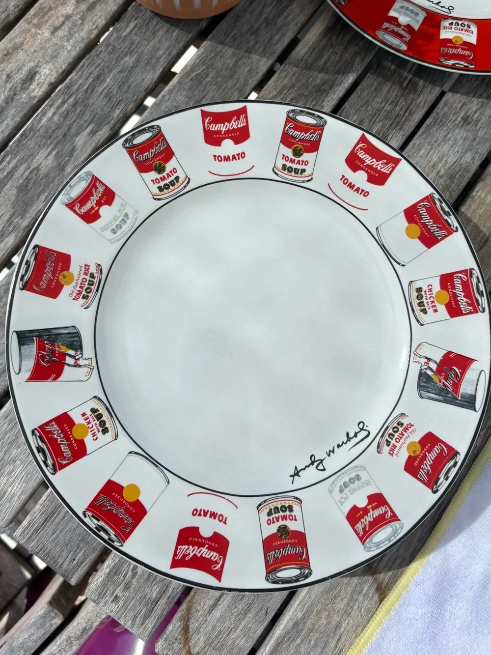 Set of 6 ANDY WARHOL POP ART CAMPBELL’S SOUP Cans 10.5” White Dinner Plate BLOCK